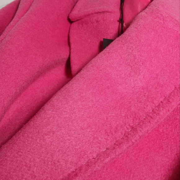 RACHEL ZOE  BRIGHT PINK MAGENTA WOOL BLEND DOUBLE-BREASTED OVERCOAT SIZE XL COAT - Picture 2 of 9